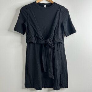 Lululemon Dress Womens 2 Black Short Sleeve Tie Waist Stretch Casual Fit Pima‎
